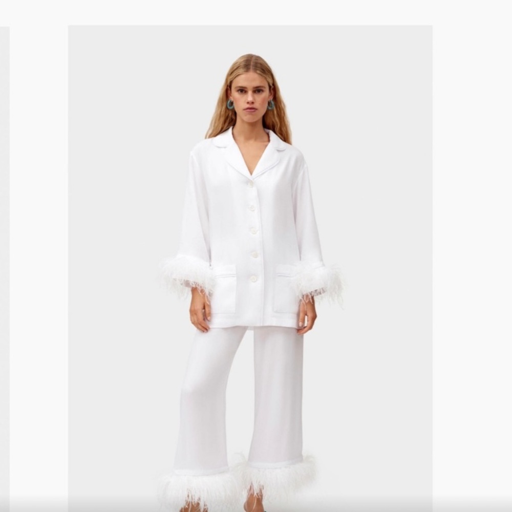 Sleeper White Feather Trim Party Pajamas